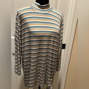 St. John's Bay Blue and Tan Striped Sweater